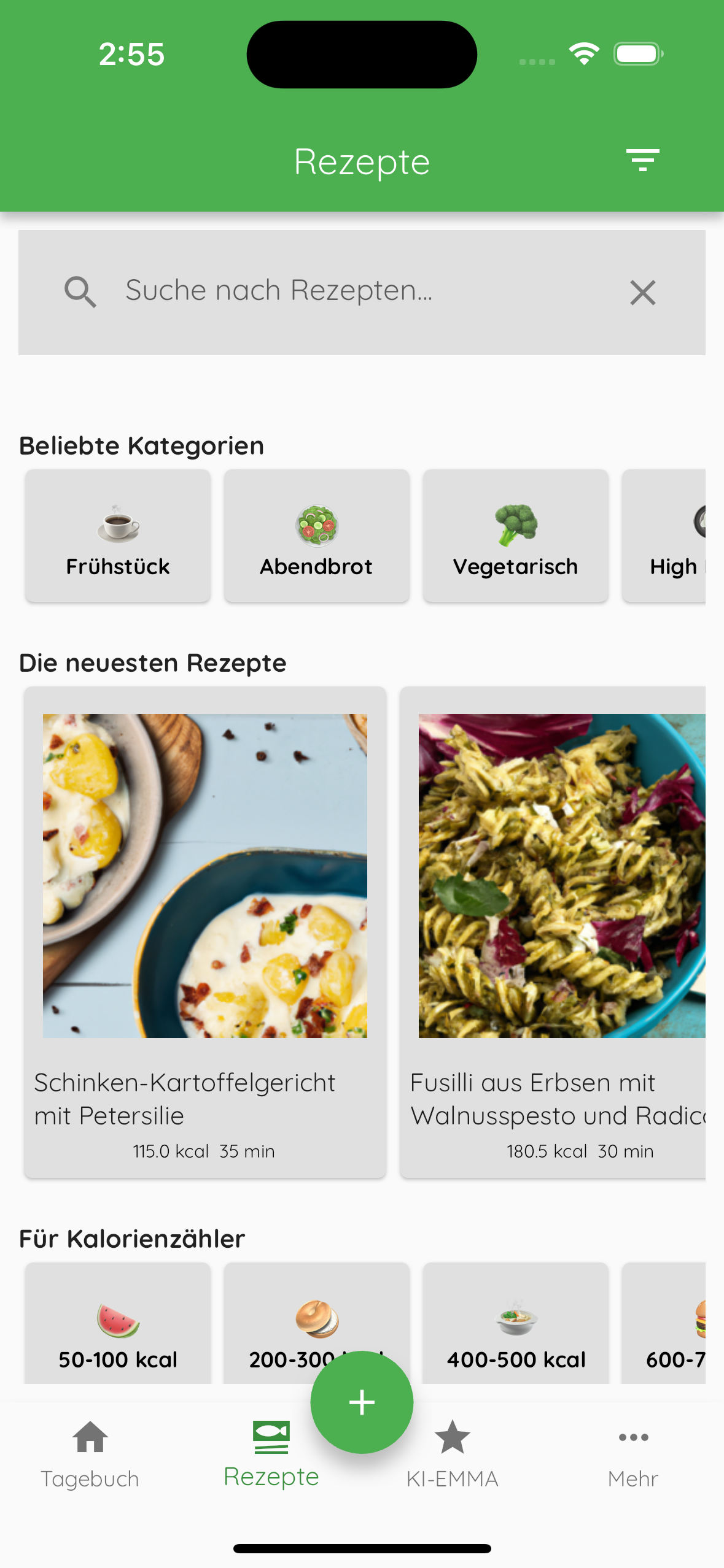 Foodplaner App mit Rezepten